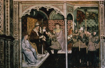 Paus en keizer, c.1408-1410 door Aretino Luca Spinello or Spinelli